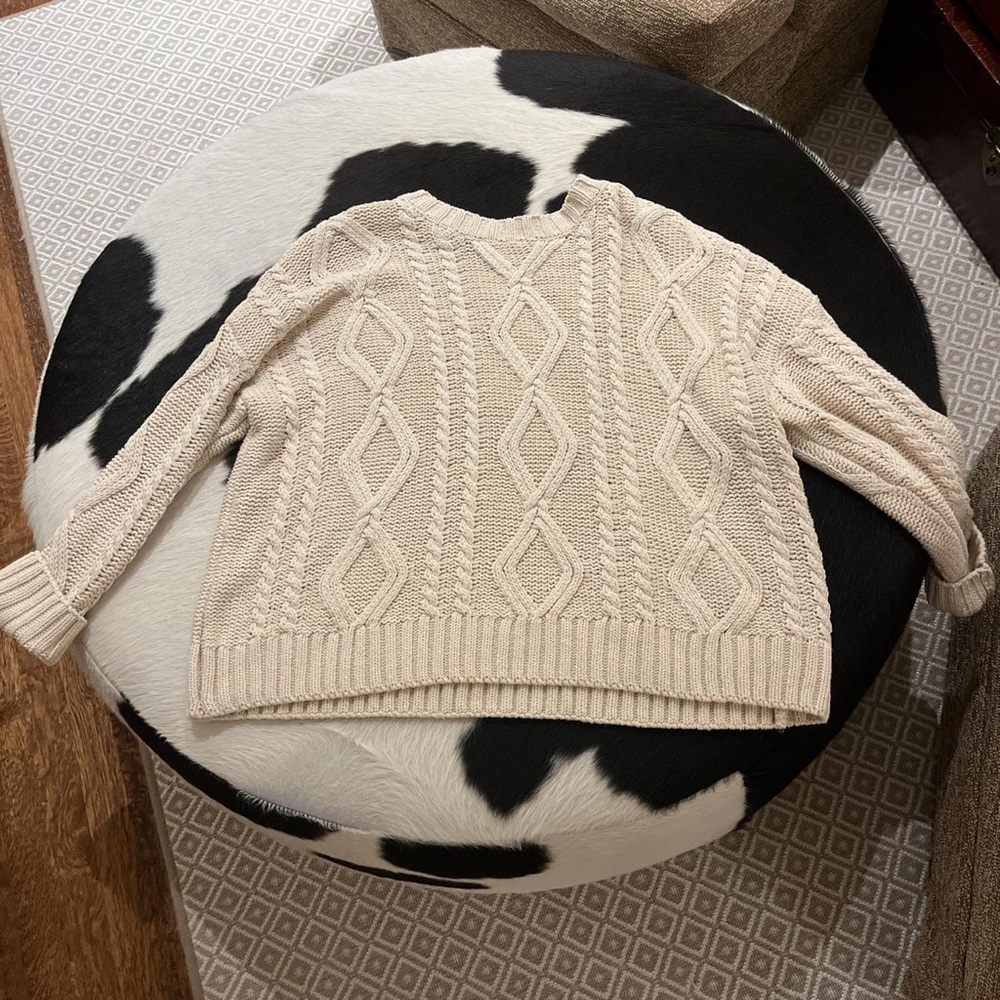 Princess Polly Beige Cable Knit Turtleneck Sweater